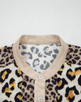 Leopard Patchwork 3/4 Sleeve Buttoned Shirt