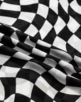 Checker Mesh Mock Neck Short Sleeve T-Shirt