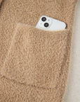 Solid Fuzzy Button-Front Cardigan