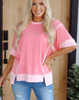 Katie Raw Seam High Low Side Split Top