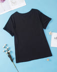 Plus Size Solid Rolled Short Sleeve T-Shirt