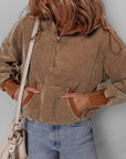 Abigail Kangaroo Drawstring Corduroy Hoodie