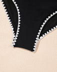 Colorblock Ric-Rac Trim Cutout Swimsuit
