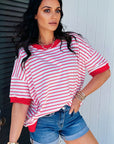Stripe Drop Shoulder Short Sleeve T-Shirt