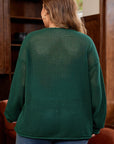 Plus Size Solid Button Front Sweater Cardigan