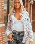 Rebecca Checkerboard Flap Pocket Button Front Shacket