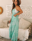Abstract Bib Wide Leg Overall Jumpsuit