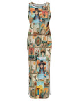 Baha Ranch Colores de Mexico Pictures of the Southwest Sleeveless Bodycon Side Slit Long Dress