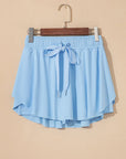 Solid Drawstring Elastic Waist Lined Tennis Skort