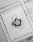 Starry Stamped Sterling Ring: Kingman Turquoise / 7