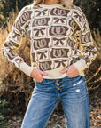 Sofia Western Fashion Print Sweater