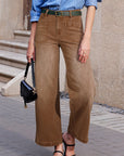 Denim High Waist Patch Pocket Straight Leg Jeans
