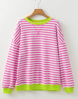 Elliana Stripe Crossed Stitch Drop Shoulder Sweatshirt