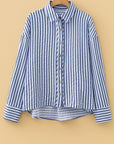 Stripe Button Down Long Sleeve Loose Shirt