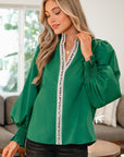 Everly Flounce Sleeve Trim Blouse