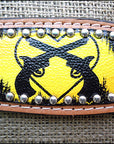 HILASON Western Horse Leather Headstall and Breast Collar Set Cross Gun | Headstall Bridle for Horses Western | Horse Headstall Bridle | Western Headstalls Bridle for Horses