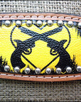 HILASON W. H. Leather Headstall & Breast Collar Set Cross Gun –