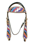 HILASON Western Horse Leather Headstall & Breast Collar Set Geometry