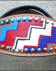 HILASON Western Horse Leather Headstall & Breast Collar Set Geometry