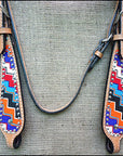 HILASON Western Horse Leather Headstall & Breast Collar Set Geometry