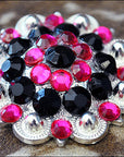 Black Hot Pink Crystal Berry Headstall Saddle Cowgirl Hilason