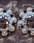Hilason Brown Ab Crystal 1-1/4In Berry Concho Rhinestone Tack Saddle