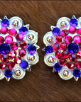 Blue Pink Crystal 1-1/4In Berry Headstall Saddle Hilason