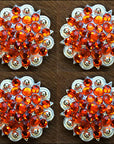 Orange Crystal 1-1/4In Berry Headstall Saddle Cowgirl Hilason
