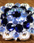 Hilason Blue Black Crystal 1-14In Berry Concho Rhinestone Tack Saddle