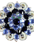 Hilason Blue Black Crystal 1-14In Berry Concho Rhinestone Tack Saddle