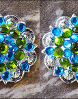 Peridot Green Capri Blue Crystal Berry Tack Saddle Hilason