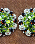 Hilason Green Brown Crystal 1-1/4In Berry Concho Rhinestone Tack Saddle