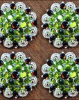 Hilason Green Brown Crystal 1-1/4In Berry Concho Rhinestone Tack Saddle