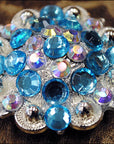 Hilason Turquoise Ab Crystal 1-1/4In Berry Concho Rhinestone Saddle Tack