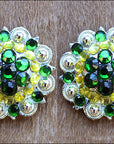 Hilason Green Crystal 1-1/4In Berry Concho Rhinestone Saddle Tack Cowgirl