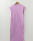 Mineral Wash Pocketed T-shirt Maxi Dress