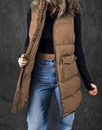 Solid Zip-Up Pocketed Puffer Vest