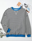 Elliana Stripe Crossed Stitch Drop Shoulder Sweatshirt