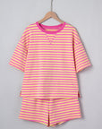 Stripe Terry Knit Top & Shorts Set