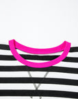 Stripe Contrast Ribbed Top and Shorts Set