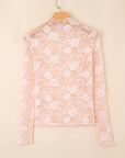 Floral Lace Sheer Mesh Long Sleeve Top