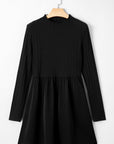 Ribbed Knit Patchwork Long Sleeve Dress