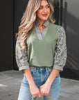 Kaiya Sleeve Contrast Patchwork Blouse