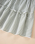 Stripe Tassel Tie-Neck Ruffle Tiered Dress