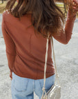 Solid Raw Seam Long Sleeve Top