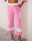 Floral Patchwork Raw Edge Top and Pant Set