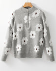 Maria Floral Half Zip Drop Shoulder Sweater