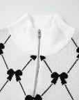 Bow Quarter-Zip Short Sleeve Sweater