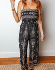 Boho Spaghetti Straps Elastic Waist Jumpsuit