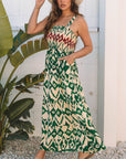 Sarahi Western Aztec Shirred A-line Sleeveless Maxi Dress